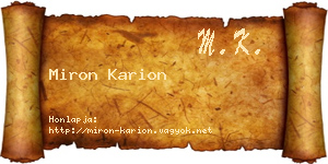Miron Karion névjegykártya